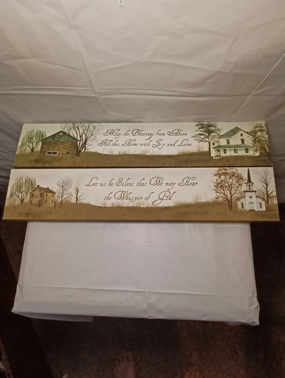 Rustic Home Wall Decor Set - Beige and Brown Inspirational Signs Quotes Blessing